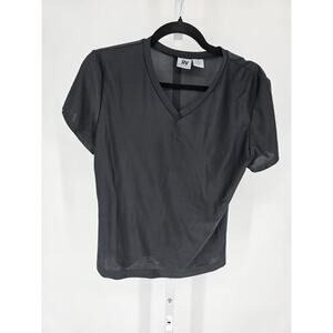 Junction West Womens Sz XL Short Sleeve V Neck T Shirt Solid Black